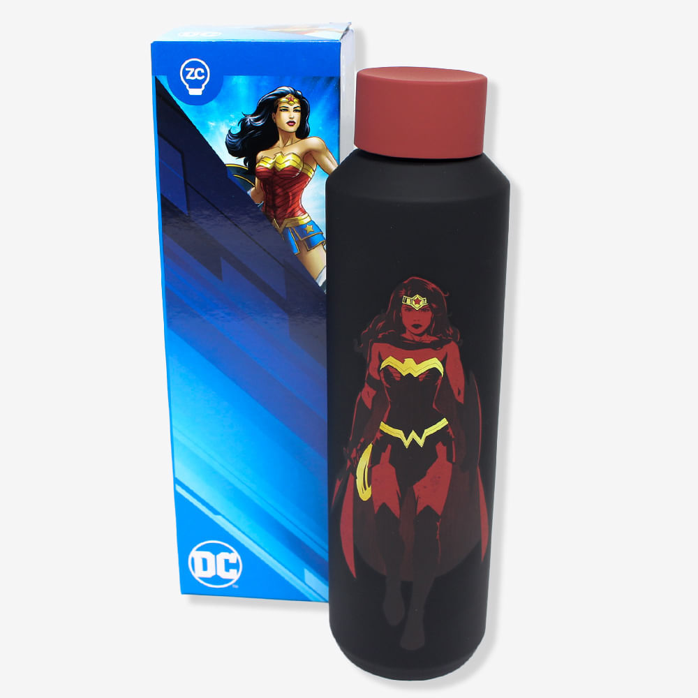 Garrafa Térmica Inox Oficial Mulher Maravilha Wonder Woman Com Tampa Caneca  350ml DC Comics licenciada