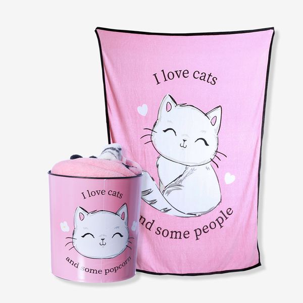Kit Manta Com Balde Eu Amo Gatos - Zonacriativa
