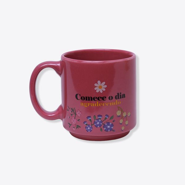 Caneca Mini Tina Floral Comece o Dia - Zonacriativa